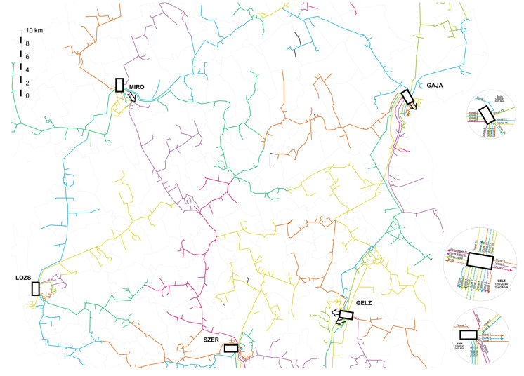 A hálózat kapcsolási helyzetét bemutató térkép